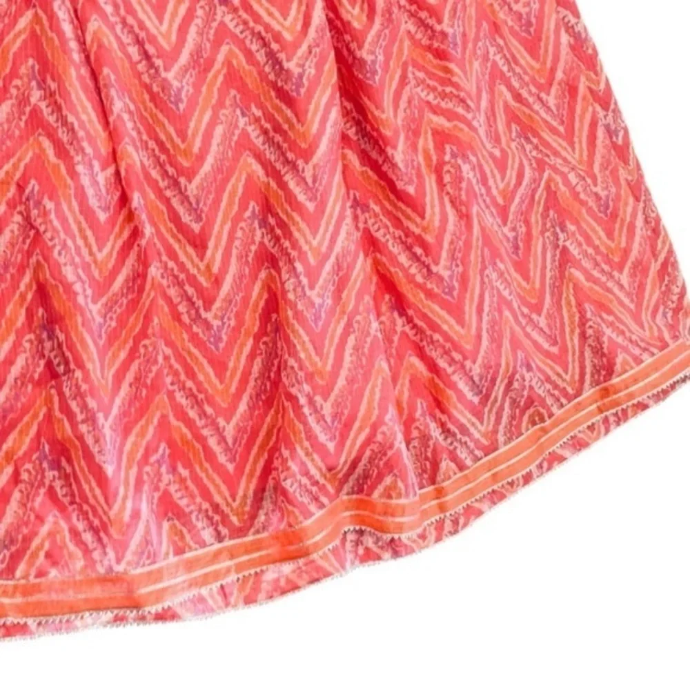 Girls Chevron Pleated Flared Maxi Skirt Sz 11/12 Years Elastic Waist Lined Pinks